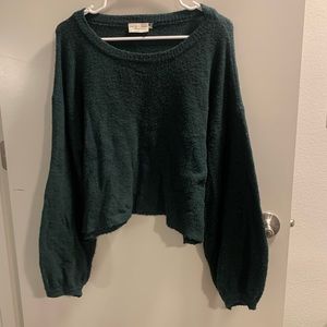 Francesca’s Balloon Sleeve Sweater - Forrest Green
